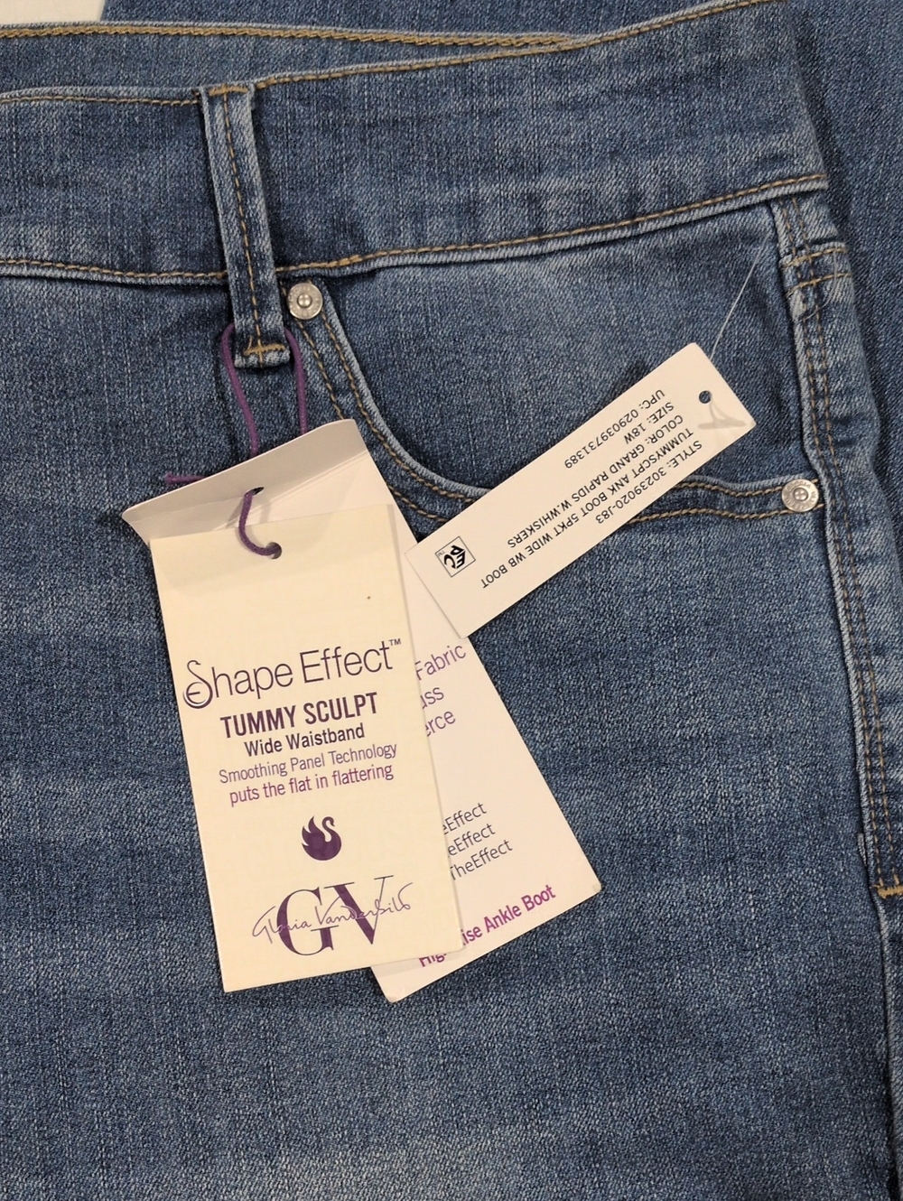 Gloria Vanderbilt Shape Effect Tummy Sculpt High-Rise Ankle Boot Jeans Size 18W